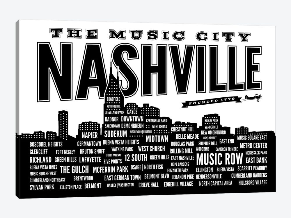 Nashville Neighborhoods by Benton Park Prints 1-piece Canvas Print