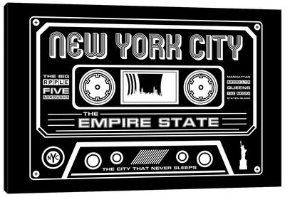 New York City Cassette - Dark Background Canvas Art Print - Restaurant