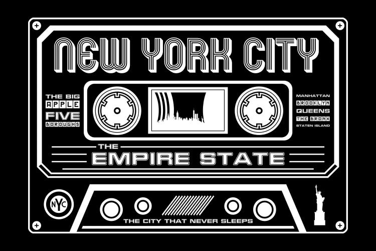 New York City Cassette - Dark Background by Benton Park Prints wall art