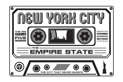 New York City Cassette - Light Background by Benton Park Prints canvas print