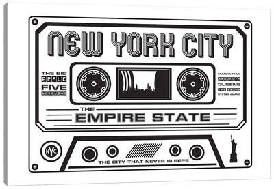 New York City Cassette - Light Background Canvas Art Print - Media Formats