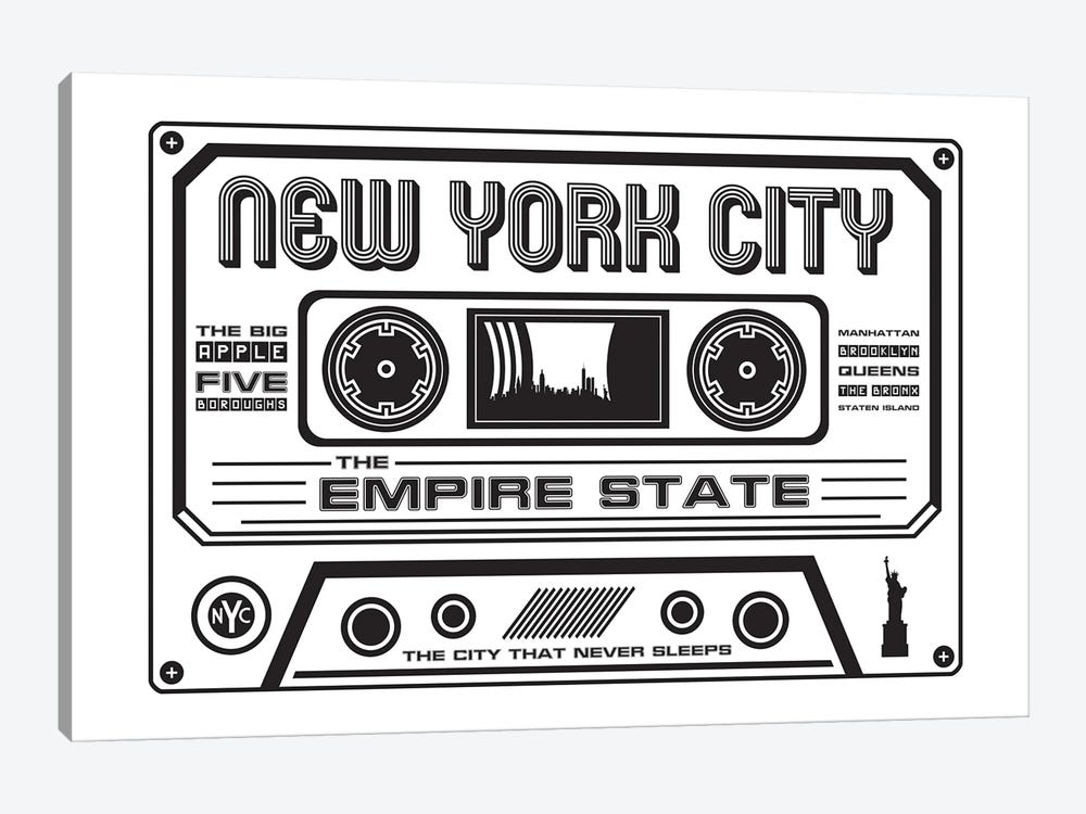 New York City Cassette - Light Background by Benton Park Prints 1-piece Canvas Art Print