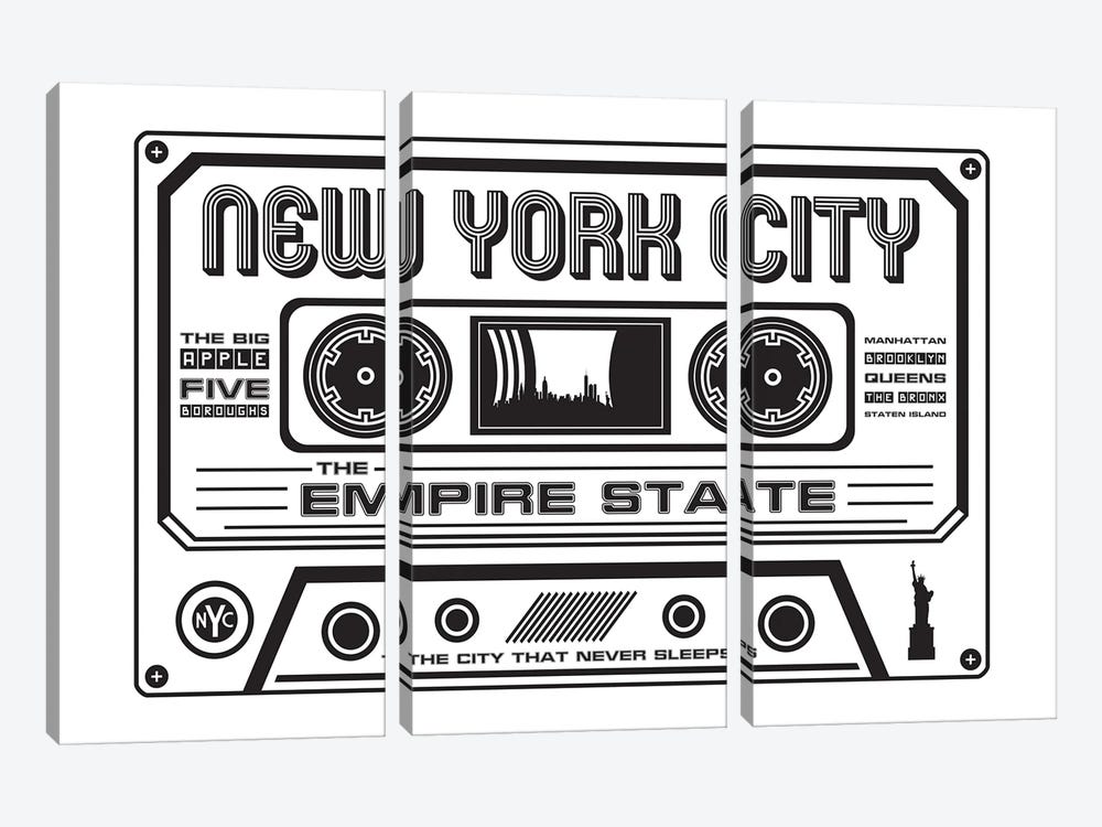New York City Cassette - Light Background by Benton Park Prints 3-piece Art Print