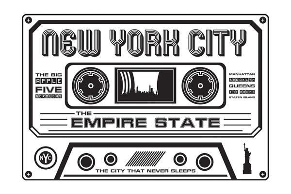 Media Formats: New York City Cassette - Light Background by Benton Park Prints