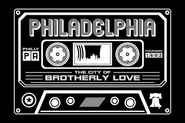 Pennsylvania: Philadelphia Cassette - Dark Background by Benton Park Prints