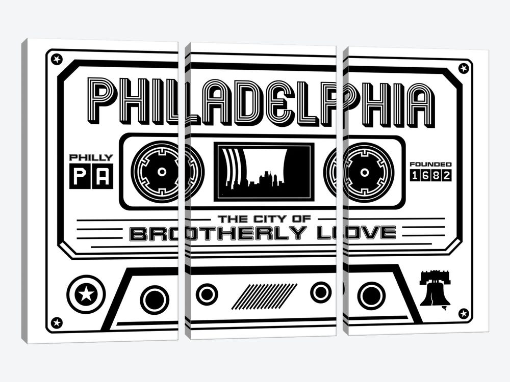 Philadelphia Cassette - Light Background by Benton Park Prints 3-piece Canvas Artwork