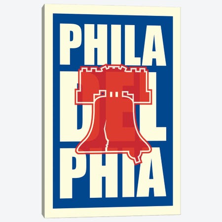 Philadelphia Typography LIberty Bell Canvas Print #BPP278} by Benton Park Prints Canvas Wall Art