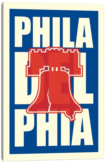 Philadelphia Typography LIberty Bell Canvas Art Print - Pennsylvania Art