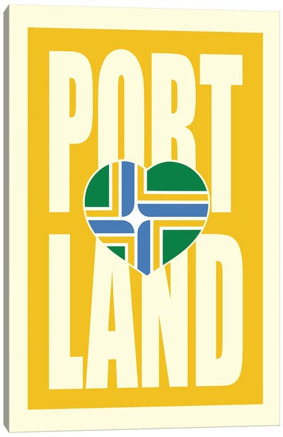 Portland Typography Flag Canvas Art Print - Portland Art