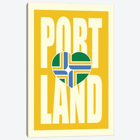Portland Typography Flag Canvas Print #BPP282} by Benton Park Prints Canvas Art Print