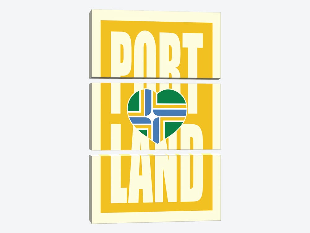 Portland Typography Flag by Benton Park Prints 3-piece Canvas Artwork