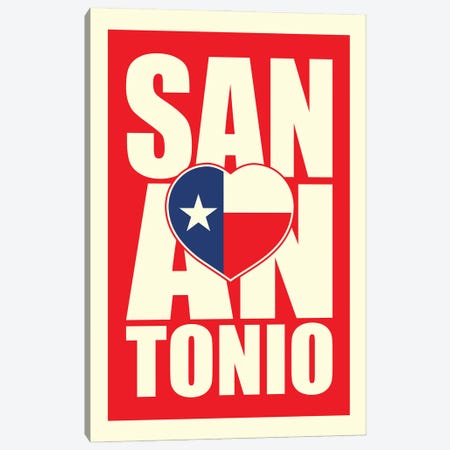 San Antonio Typography Heart Canvas Print #BPP285} by Benton Park Prints Canvas Art
