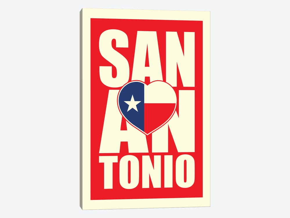 San Antonio Typography Heart by Benton Park Prints 1-piece Canvas Art Print