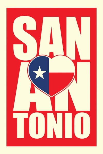 Hearts: San Antonio Typography Heart by Benton Park Prints