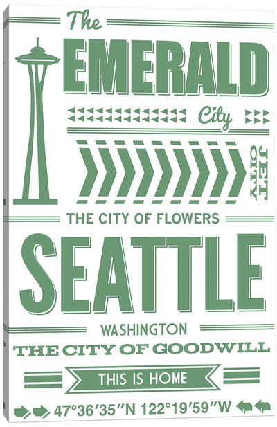 Seattle Typography Canvas Art Print - Seattle Art