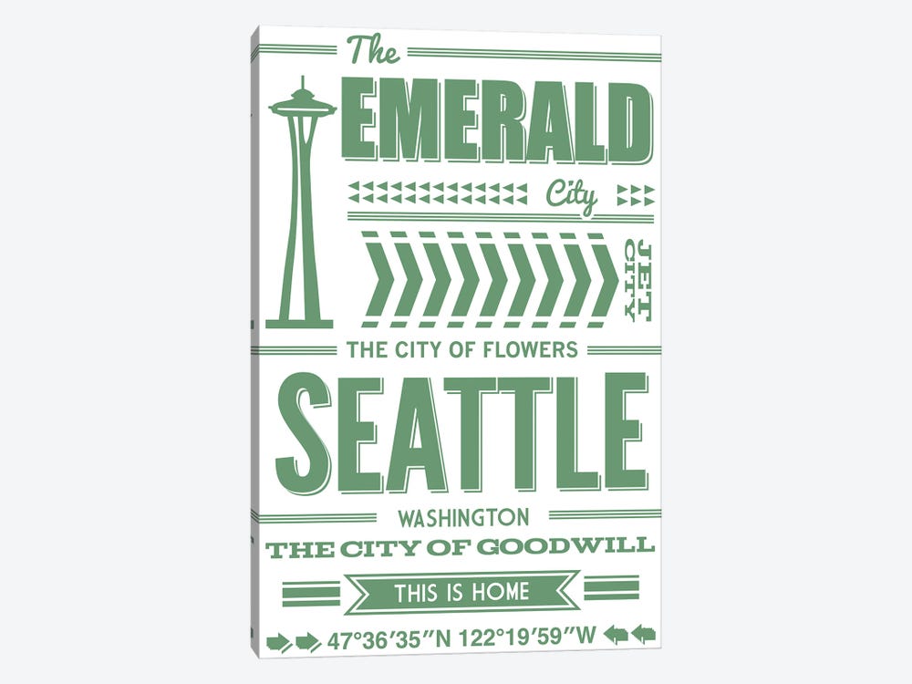 Seattle Typography by Benton Park Prints 1-piece Canvas Print