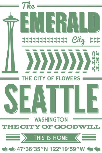 Seattle: Seattle Typography by Benton Park Prints