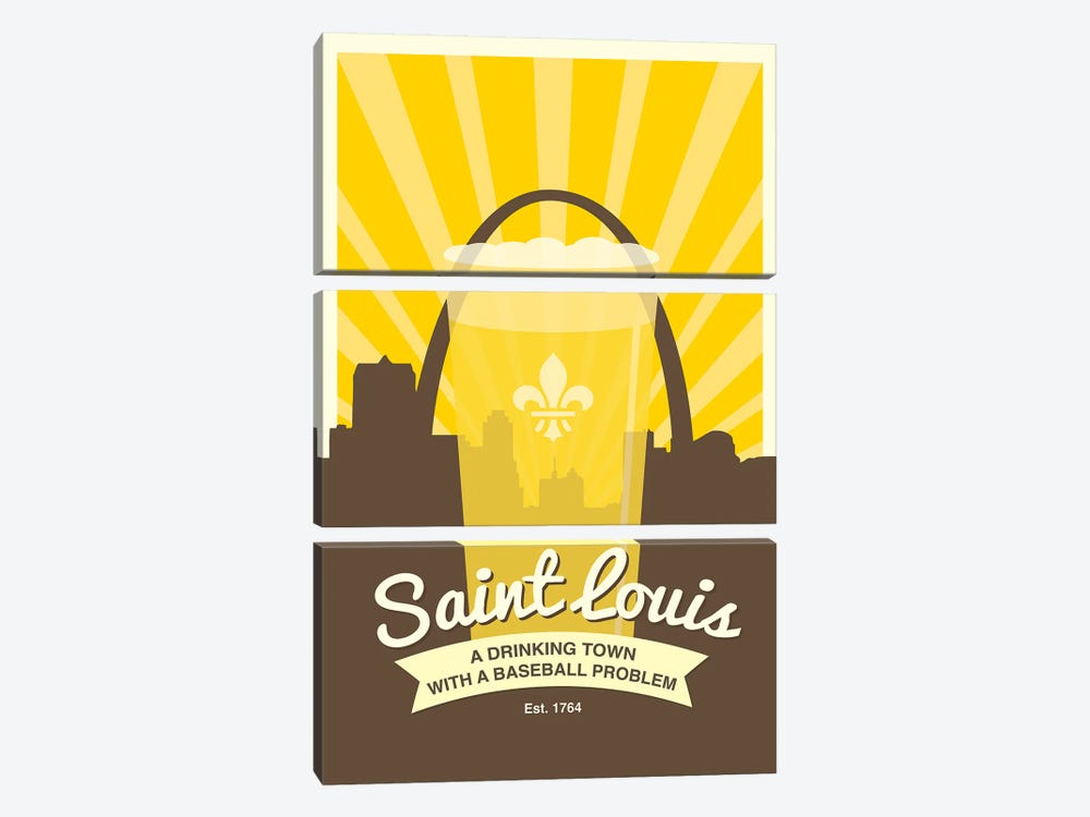 St. Louis - Drinking Town With A Baseball Problem by Benton Park Prints 3-piece Canvas Wall Art