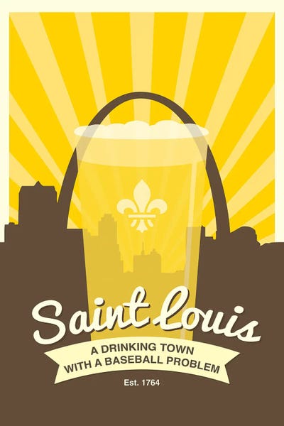 St. Louis: St. Louis - Drinking Town With A Baseball Problem by Benton Park Prints