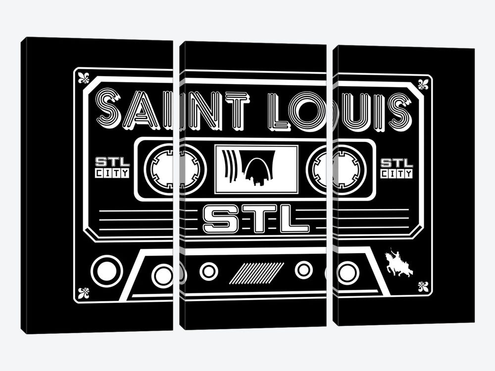 St. Louis Cassette - Dark Background by Benton Park Prints 3-piece Canvas Print
