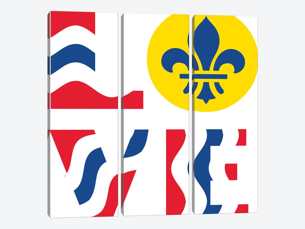 LOVE - St. Louis Flag by Benton Park Prints 3-piece Canvas Artwork