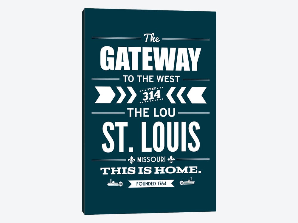 St. Louis - Typography Navy by Benton Park Prints 1-piece Canvas Print