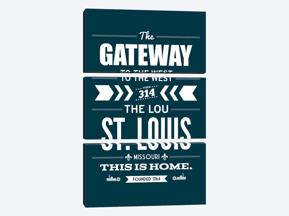 St. Louis - Typography Navy by Benton Park Prints 3-piece Canvas Print