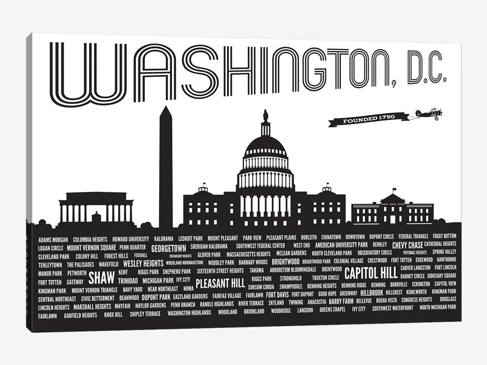 Washington DC Neighborhoods 1-piece Canvas Print