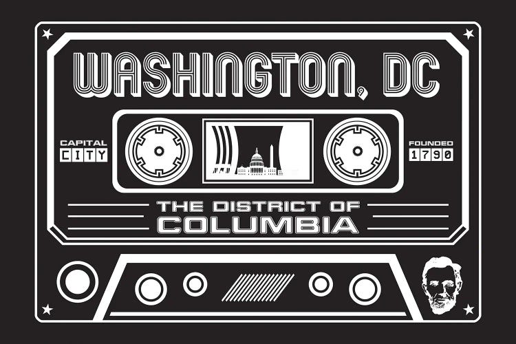 Washington DC Cassette - Dark Background by Benton Park Prints wall art