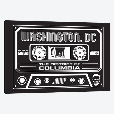 Washington DC Cassette - Dark Background Canvas Print #BPP321} by Benton Park Prints Canvas Art