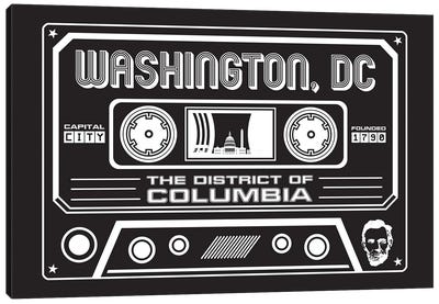 Washington DC Cassette - Dark Background Canvas Art Print - Benton Park Prints