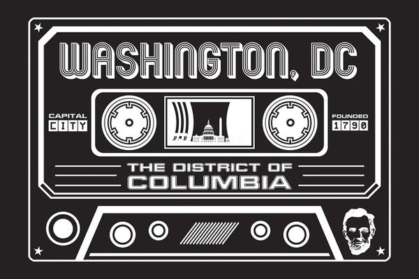 Washington, D.C.: Washington DC Cassette - Dark Background by Benton Park Prints