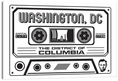 Washington DC Cassette - Light Background Canvas Art Print - Music Lover