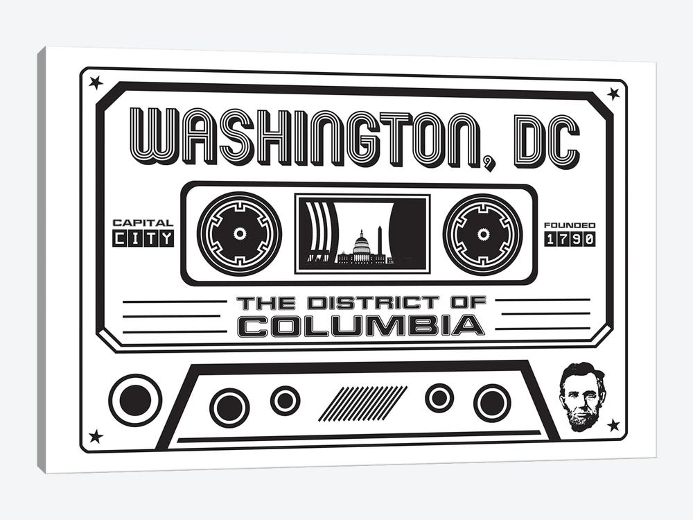 Washington DC Cassette - Light Background by Benton Park Prints 1-piece Art Print