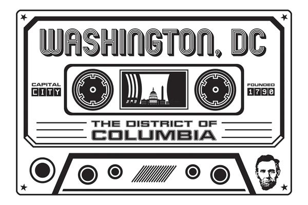 Media Formats: Washington DC Cassette - Light Background by Benton Park Prints