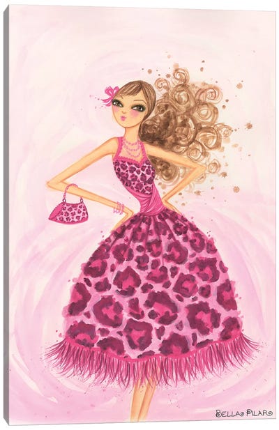 Pink Leopard Dress Canvas Art Print - Bella Pilar