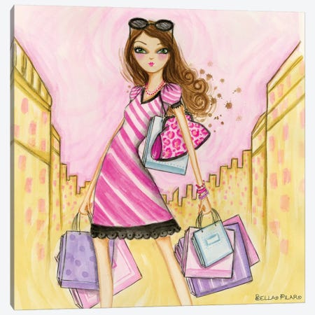 Spring Into Shopping Shopaholic Canvas Print #BPR122} by Bella Pilar Art Print