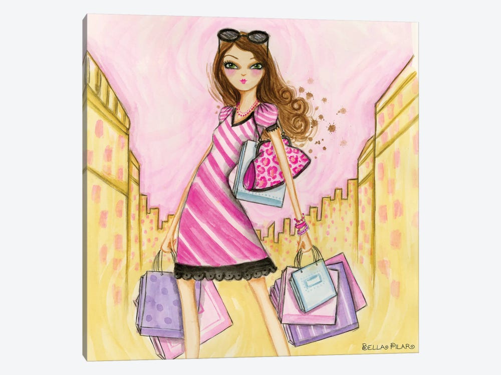 Spring Into Shopping Shopaholic by Bella Pilar 1-piece Canvas Art
