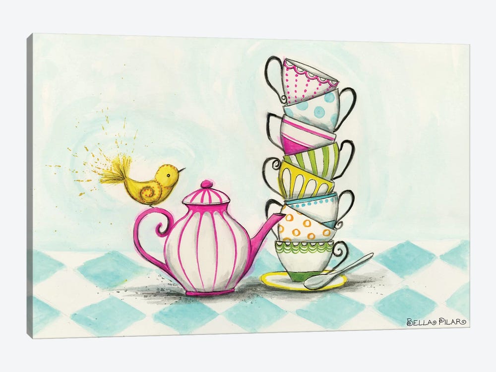 Tea Party Birdie  by Bella Pilar 1-piece Canvas Print