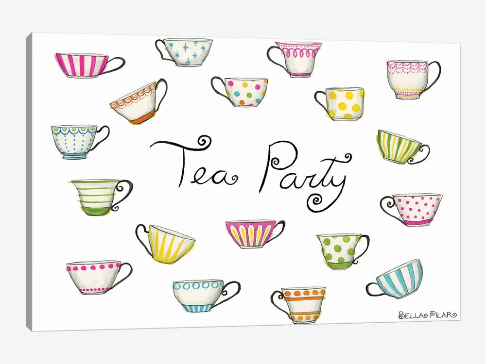 Tea Party Tea Cups by Bella Pilar 1-piece Canvas Art