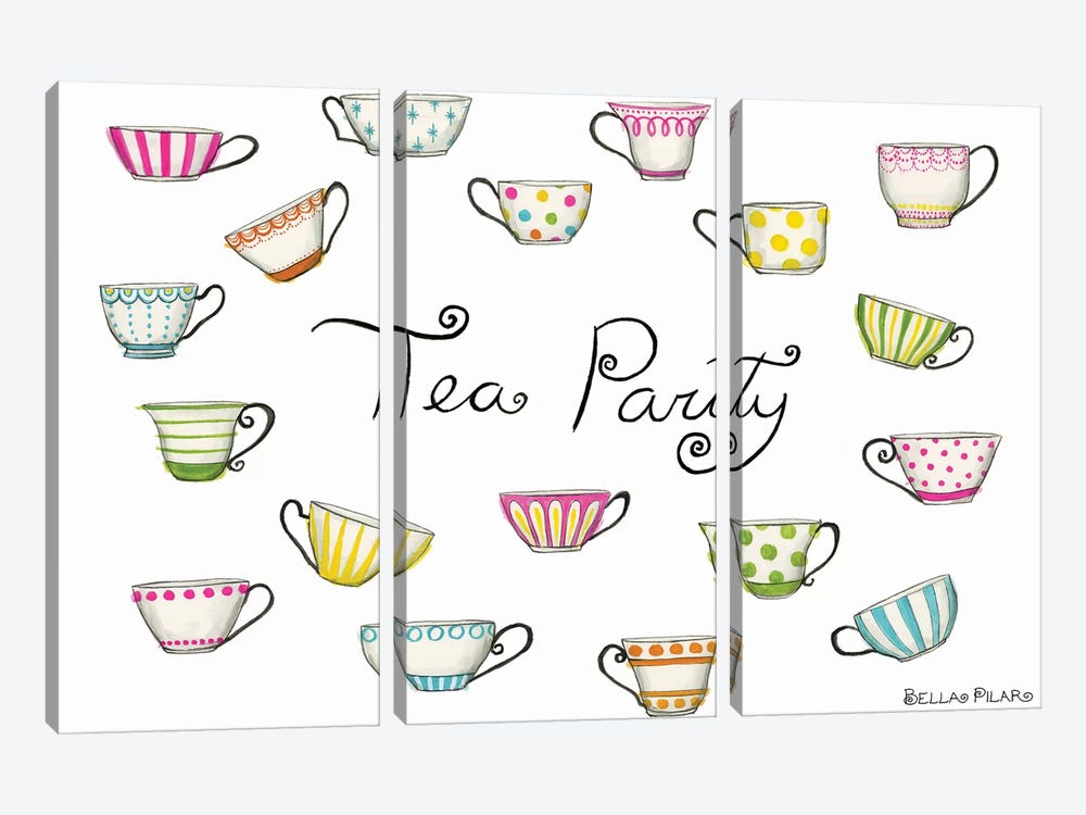 Tea Party Tea Cups by Bella Pilar 3-piece Canvas Artwork
