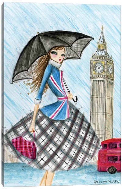 London Canvas Art Print - Umbrella Art
