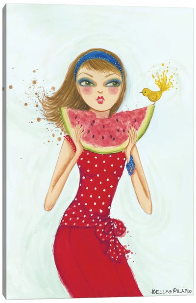 Backyard Melon Canvas Art Print - Bella Pilar