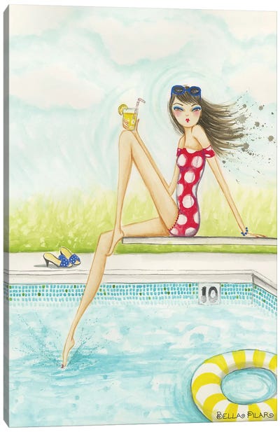 Backyard Pool #2 Canvas Art Print - Swimming Art