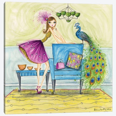 Penny and Peacock Canvas Print #BPR183} by Bella Pilar Canvas Print