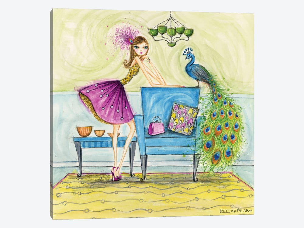Penny and Peacock by Bella Pilar 1-piece Canvas Print