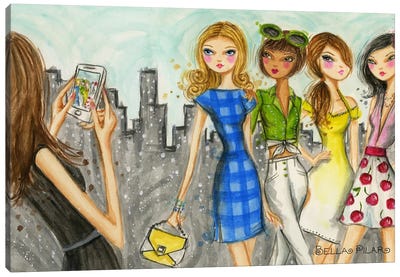 Girls New York Getaway Canvas Art Print - Women's Pants Art