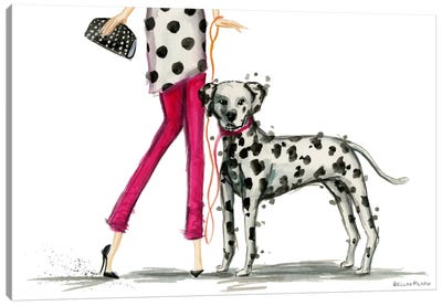 Girls Best Friend, Darla and her Dalmatian Canvas Art Print - Dalmatian Art