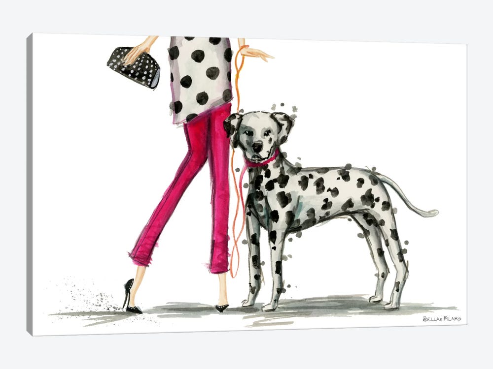 Girls Best Friend, Darla and her Dalmatian by Bella Pilar 1-piece Canvas Print