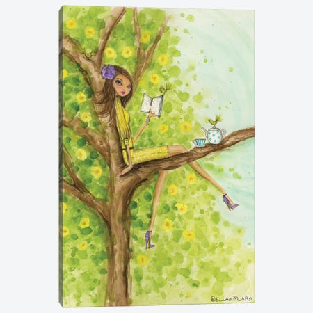 Spring Teatime for Bookworms Canvas Print #BPR201} by Bella Pilar Canvas Wall Art
